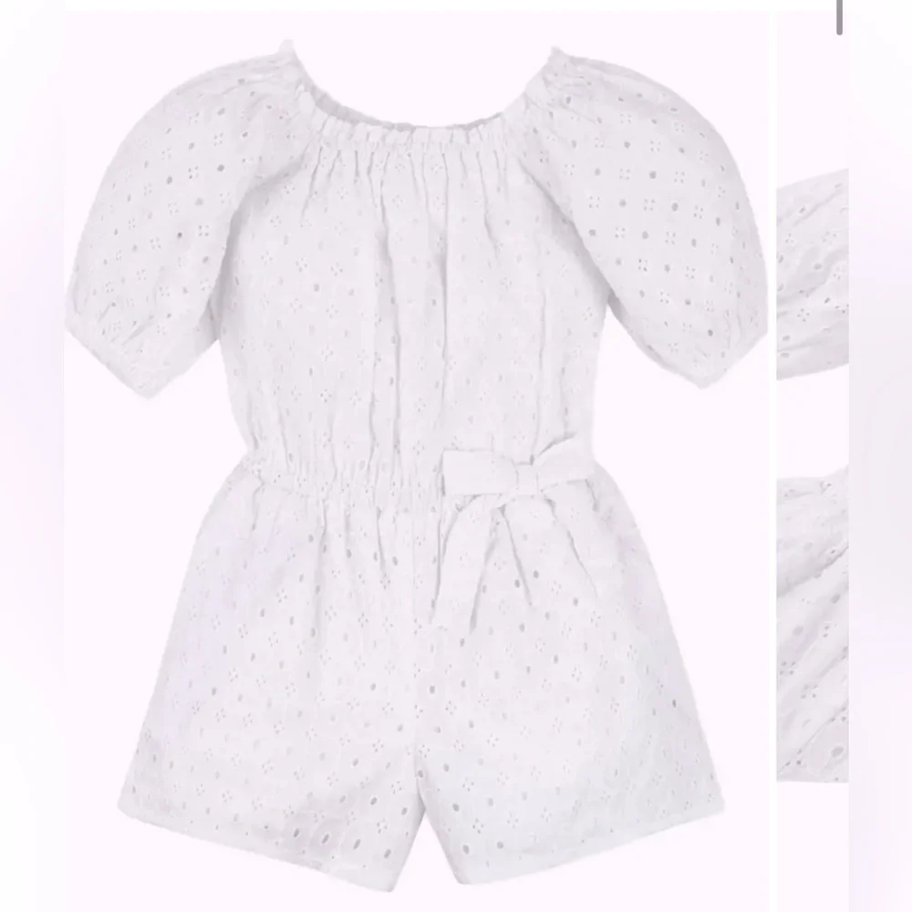Hope and Henry eyelet puff sleeve romper size 8 NWT